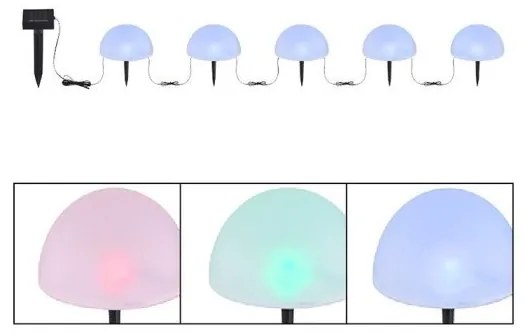 Ηλιακό Καρφωτό Φωτιστικό 5xLED RGB 0,06W Μαύρο-Λευκό 4,75m ΙΡ44 33980RGB Globo Lighting. -33980RGB-Μαύρο-Λευκό 33980RGB