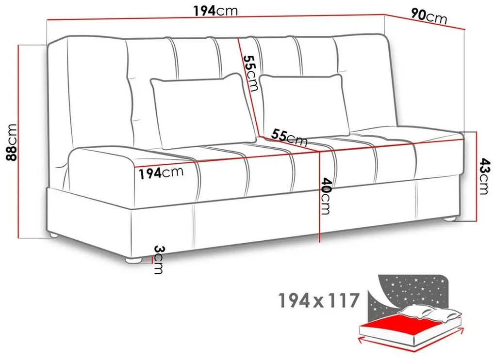 Καναπές κρεβάτι Columbus 120, Αριθμός θέσεων: 3, Αποθηκευτικός χώρος, 88x194x90cm, 52 kg, Πόδια: Πλαστική ύλη, Ξύλο: Πεύκο | Epipla1.gr
