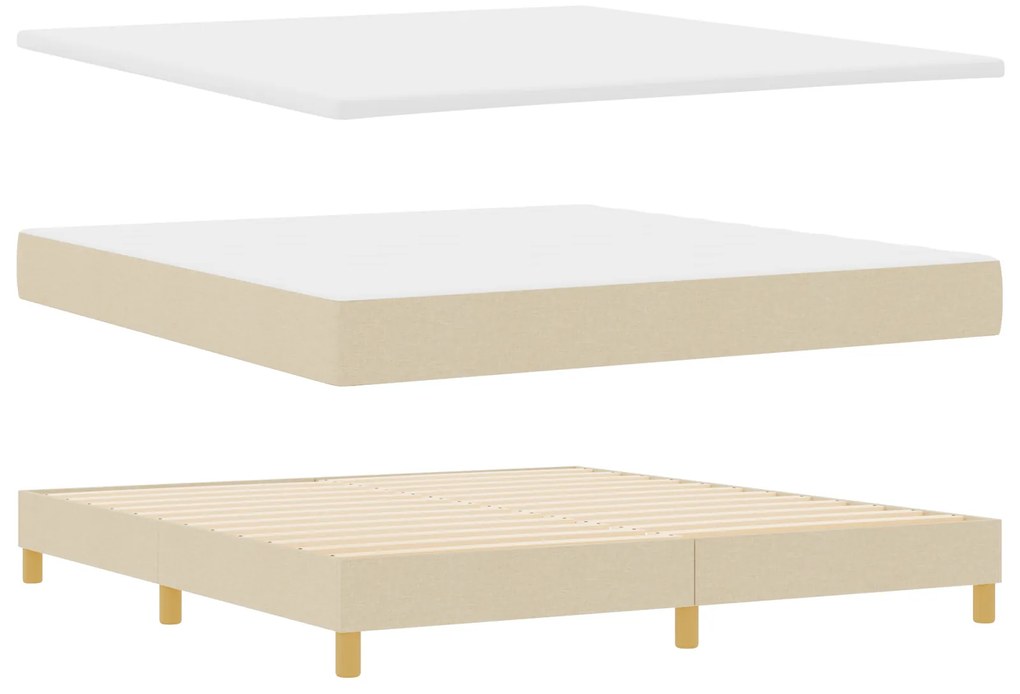 vidaXL Κρεβάτι με Βάση Στρώματος Κρεμ 180x200 εκ. Ύφασμα