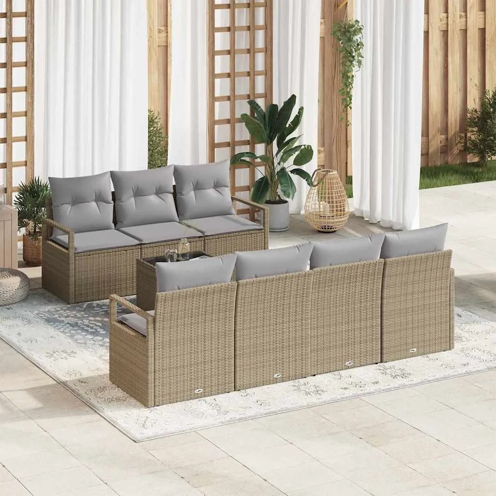 vidaXL Σετ Καναπέ Κήπου 8 pcs Μπεζ, Γκρι 55 x 55 x 37 εκ