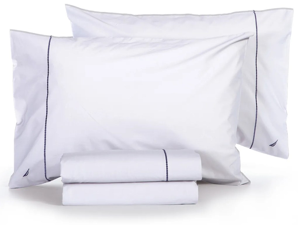 Σεντόνια Διπλά (Σετ) Nautica By Nef-Nef Homeware Nau Wave Solid Λευκό