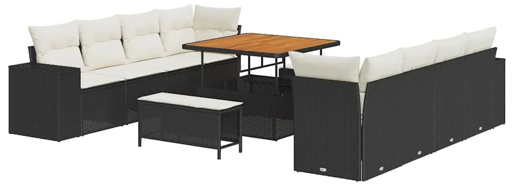 vidaXL Σετ Καναπέ Κήπου 11 pcs Μαύρο συνθετικό ρατάν
