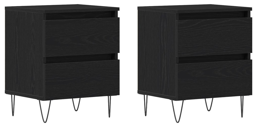 vidaXL Κομοδίνα 2 τεμάχια Μαύρη Δρυς 40x35x50 εκ Επεξεργασμένο Ξύλο