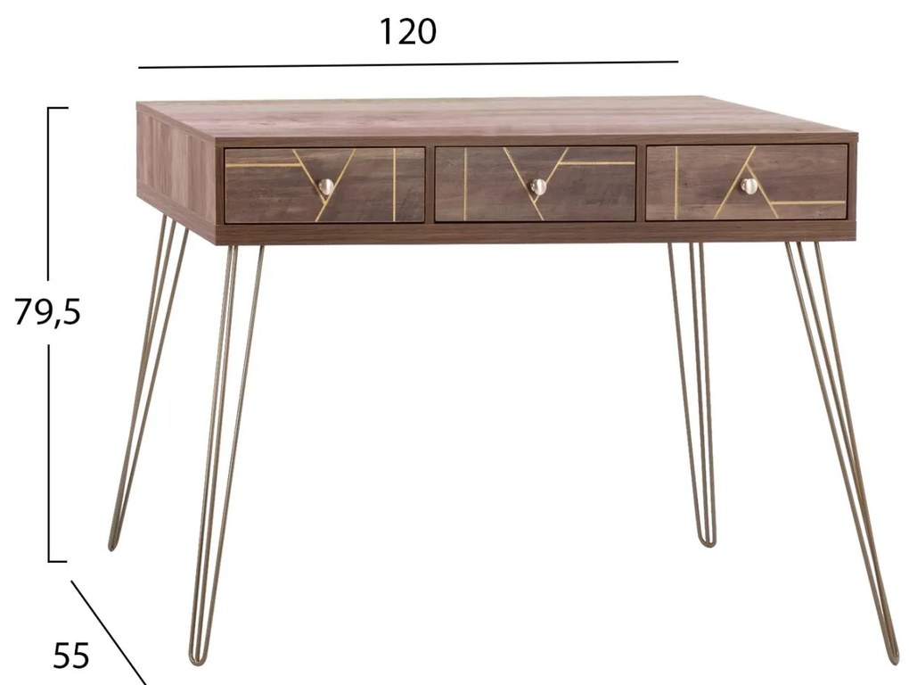 Κονσόλα KAITLYN Καρυδί - Χρυσό 120x55x79,5Y εκ. 120x55x79.5 εκ.