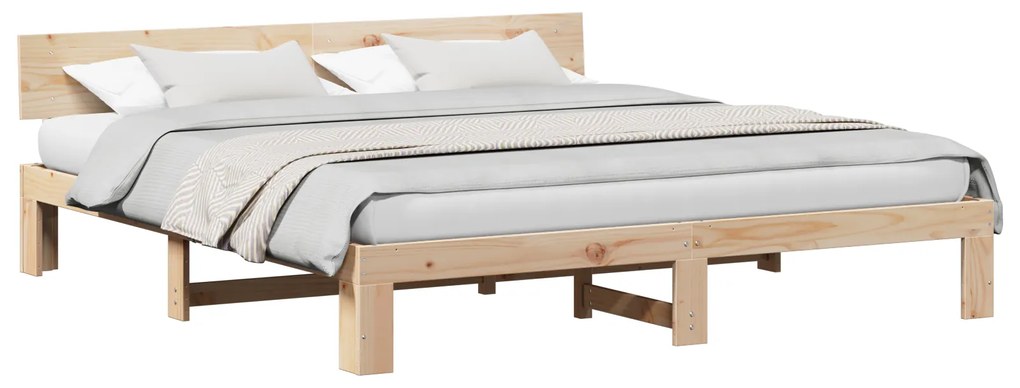 vidaXL Κρεβάτι με Κεφαλάρι 180x200 εκ Μασίφ Ξύλο Πεύκου
