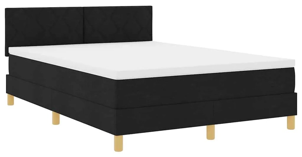 vidaXL LED Κρεβάτι με βάθρο με στρώμα Μαύρο 140 x 200 cm ύφασμα