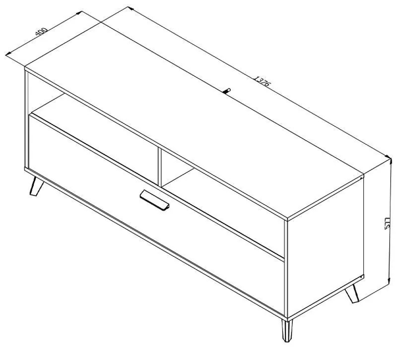 Έπιπλο Τηλεόρασης Umbria TV 140 Artisan - Μαύρο 137x40x57 εκ. 137x40x57 εκ.