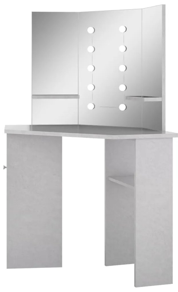 vidaXL Μπουντουάρ Γωνιακό με LED Γκρι Σκυροδ. 111 x 54 x 141,5 εκ.