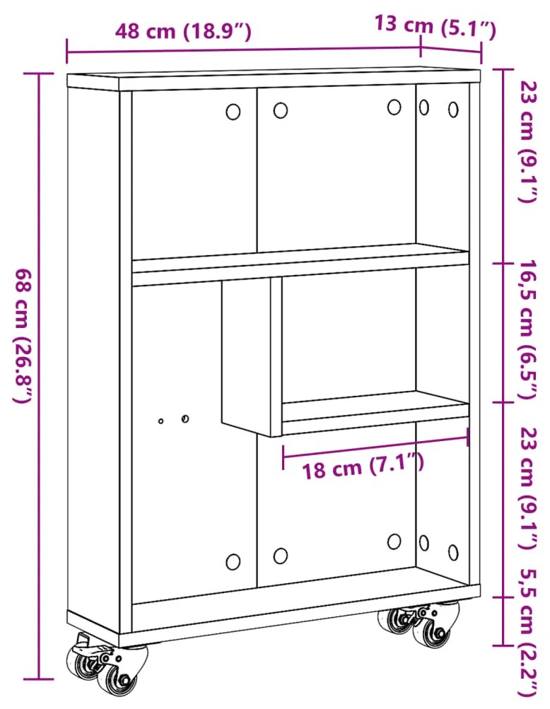 ΤΡΟΛΕΪ ΑΠΟΘΗΚΕΥΣΗΣ ΣΤΕΝΟ SONOMA ΔΡΥΣ 48X13X68 ΕΚ. ΕΠΕΞ. ΞΥΛΟ 855225