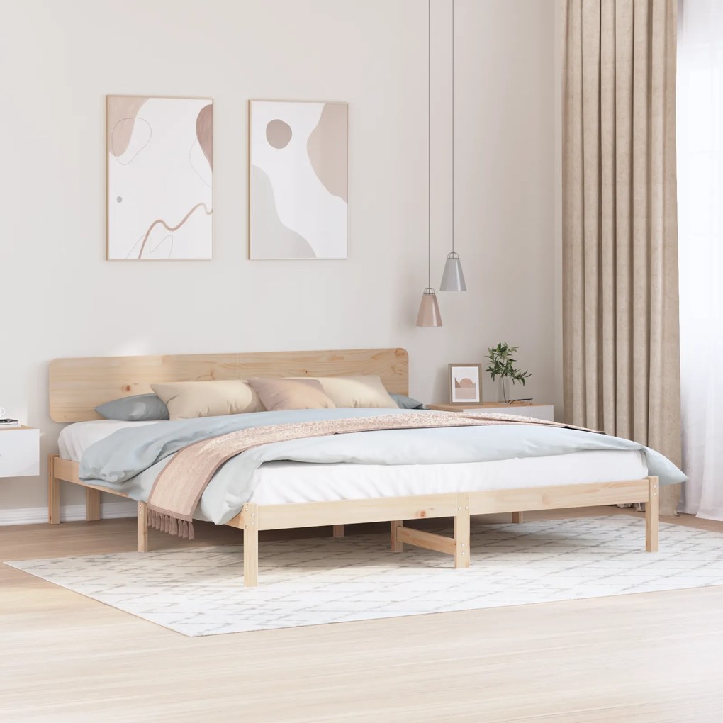 vidaXL Κρεβάτι με Κεφαλάρι 180x200 εκ Μασίφ Ξύλο Πεύκου