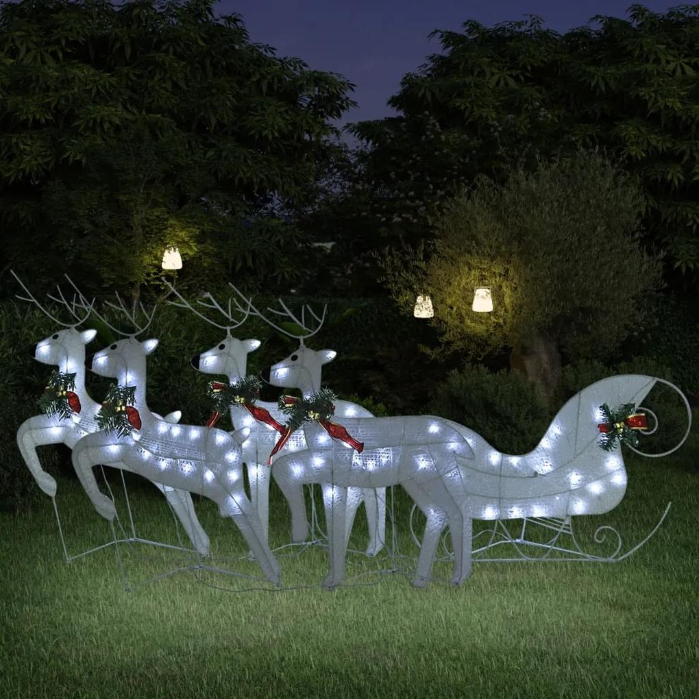 vidaXL Τάρανδοι & Έλκηθρο Χριστουγεννιάτικοι Εξ. Χώρου 100 LED Λευκό