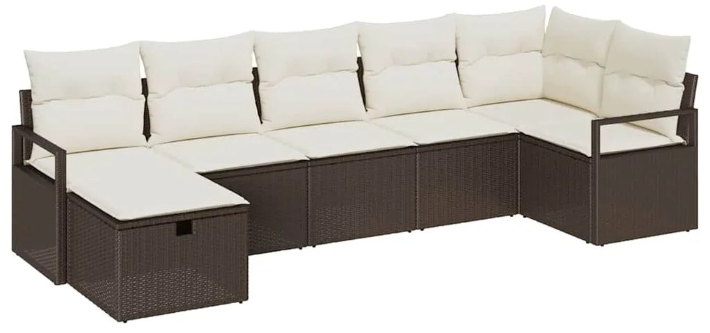 vidaXL Σετ Καναπέ Κήπου 7 pcs Καφέ και κρεμ 287 x 122 x 85 εκ