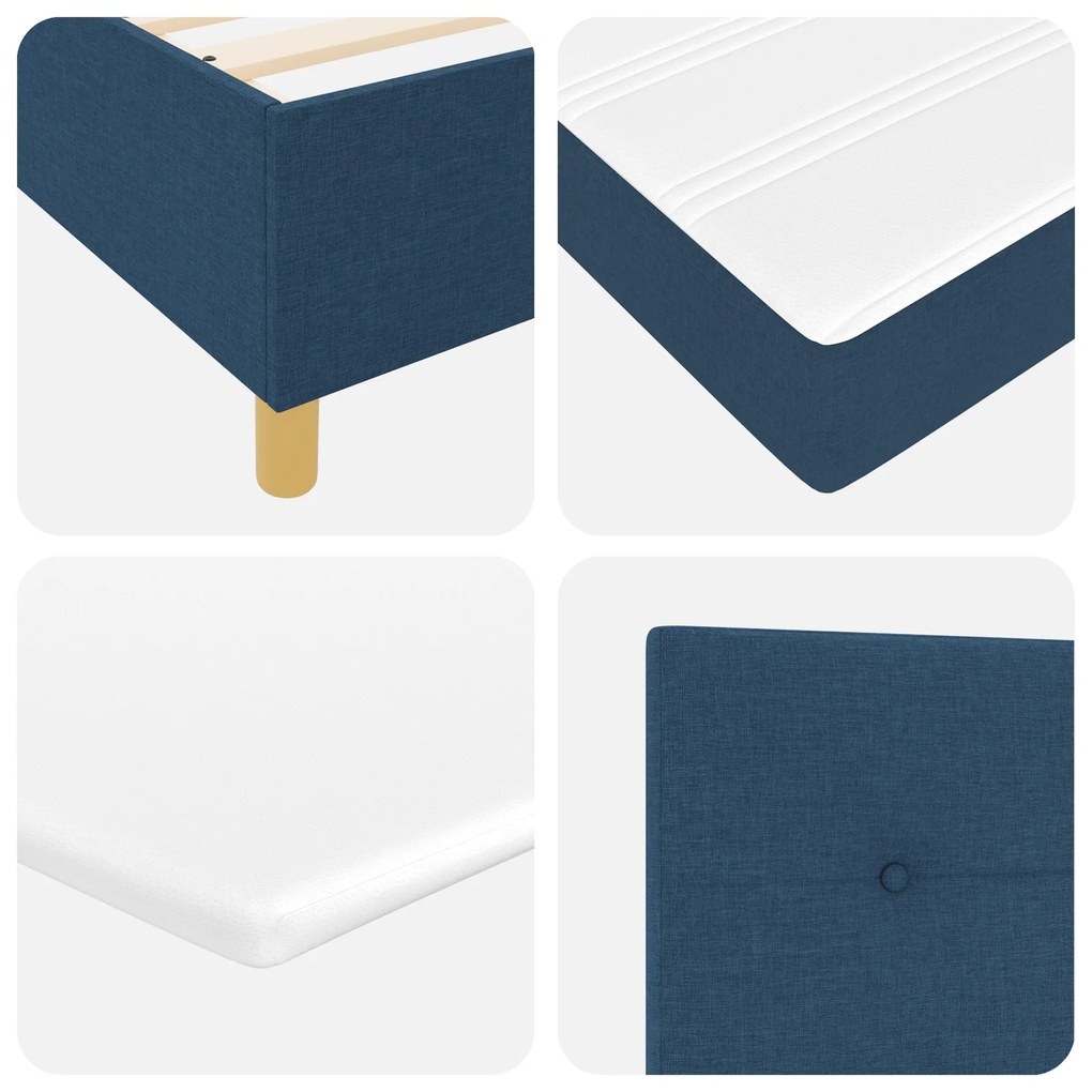 vidaXL Κρεβάτι Box Spring με Στρώμα Μπλε 180x200 εκ Υφάσματος