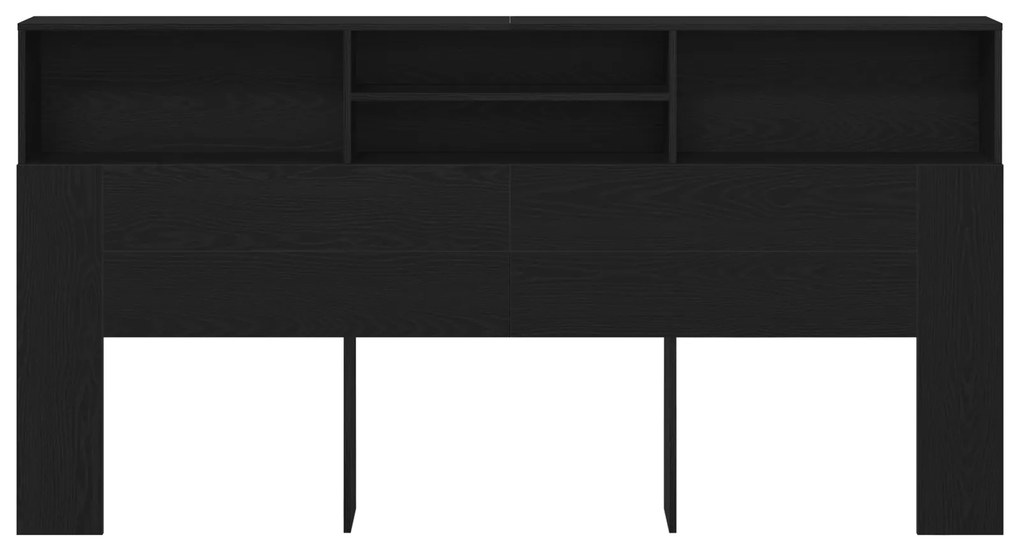 vidaXL Μαύρο κεφαλάκι από ξύλο δρυς, 200 x 19 x 103.5 εκ, Επεξεργασμένο ξύλο