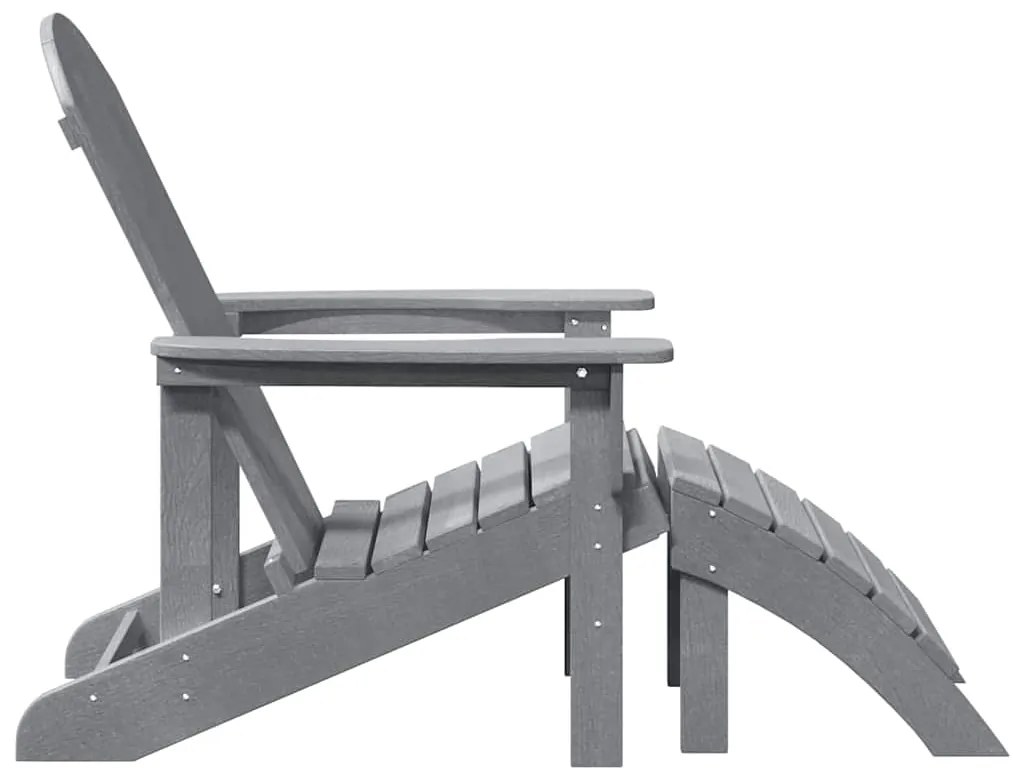 vidaXL Καρέκλα Adirondack με Ποδόστρωμα Ανοιχτό Γκρι HDPE