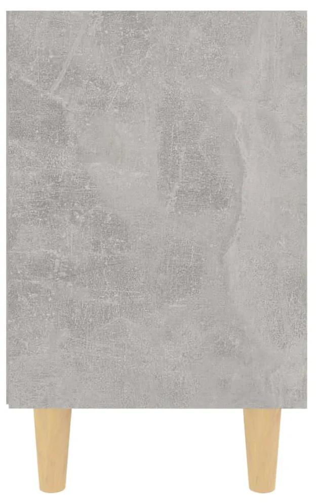 vidaXL Κομοδίνο Γκρι Σκυροδέματος 40 x 30 x 50 εκ. Μασίφ Ξύλινα Πόδια