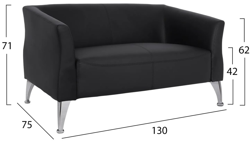 ΚΑΝΑΠΕΣ 2ΘΕΣΙΟΣ KIANA HM3122.21 ΜΕ ΜΑΥΡΟ PU 130x75x71 εκ.