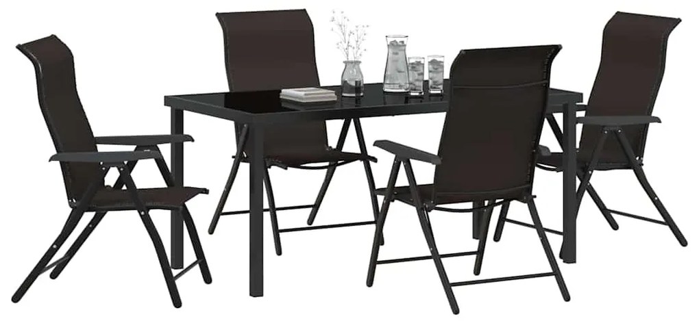 vidaXL Σέτ φαγητού για κήπο 5 pcs Μαύρος καφές Πολυ ράταν