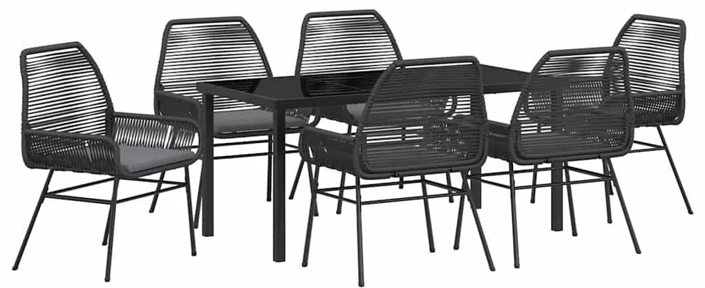 vidaXL Σέτ φαγητού για κήπο 7 pcs Μαύρο συνθετικό ρατάν
