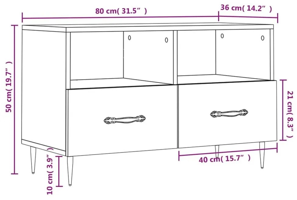 Έπιπλο Τηλεόρασης Γκρι Σκυροδέματος 80x36x50 εκ. Επεξεργ. Ξύλο - Γκρι