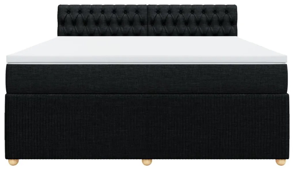 vidaXL Κρεβάτι Boxspring με Στρώμα Μαύρο 180x200 εκ. Υφασμάτινο