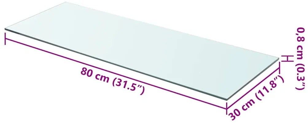vidaXL Ράφι Πάνελ Διάφανο 80 x 30 εκ. Γυάλινο