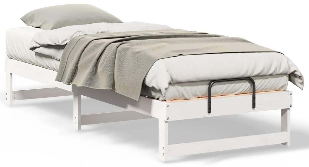 vidaXL Κρεβάτι με λαβές μεταφοράς Λευκό 80 x 200 cm Μασίφ ξύλο πεύκου