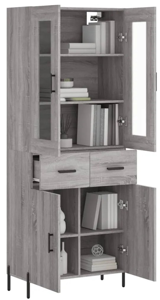vidaXL Ντουλάπι Γκρι Sonoma 69,5 x 34 x 180 εκ. Επεξεργασμένο Ξύλο
