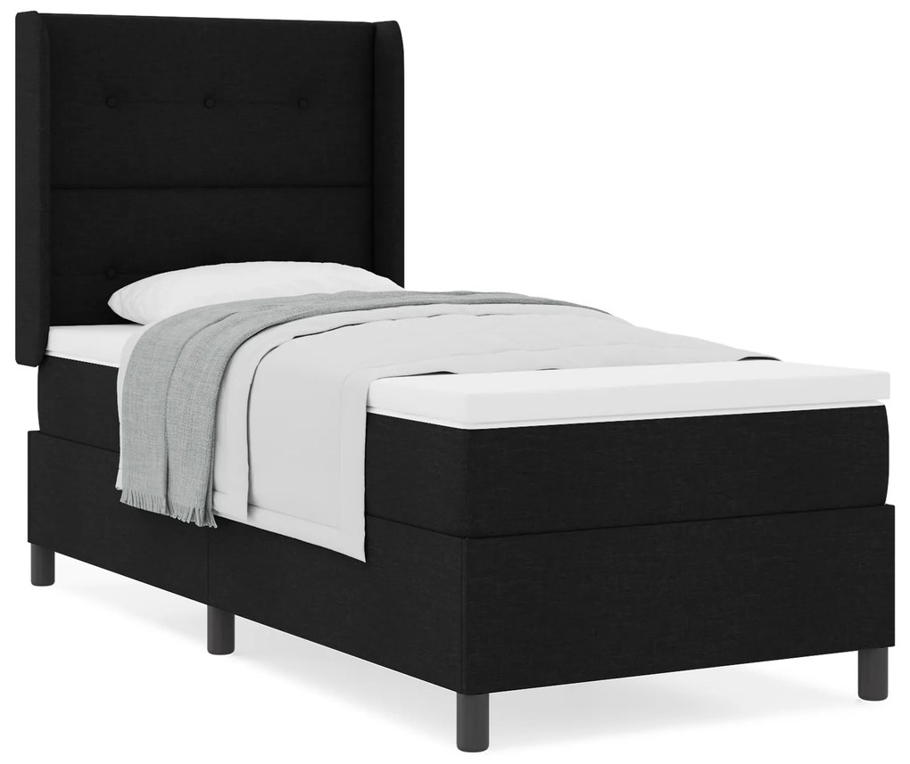 vidaXL Κρεβάτι Box Spring με στρώμα σε Μαύρο, 90x200 εκ., Υφασμάτινο