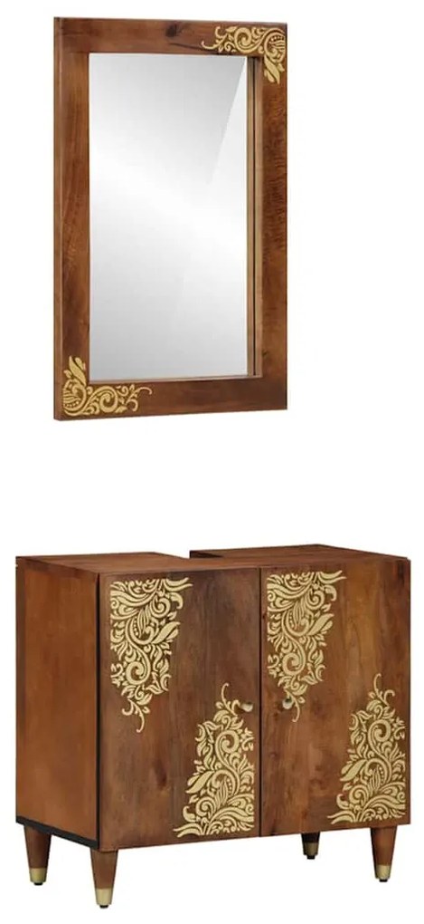 vidaXL Σετ Επίπλων Μπάνιου Επιτοίχιο 2 pcs Καφέ 62 x 33 x 58 εκ.