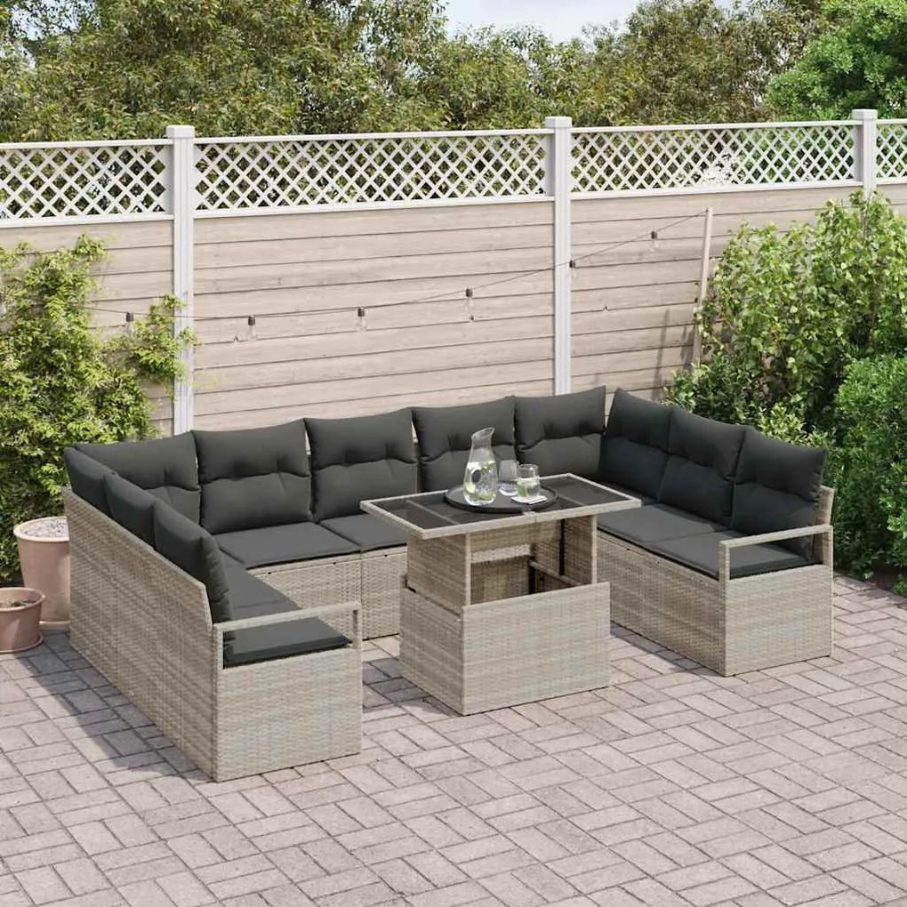 vidaXL Σετ Καναπέ Κήπου 10 pcs Ανοιχτό γκρι 100 x 55 x 73 εκ