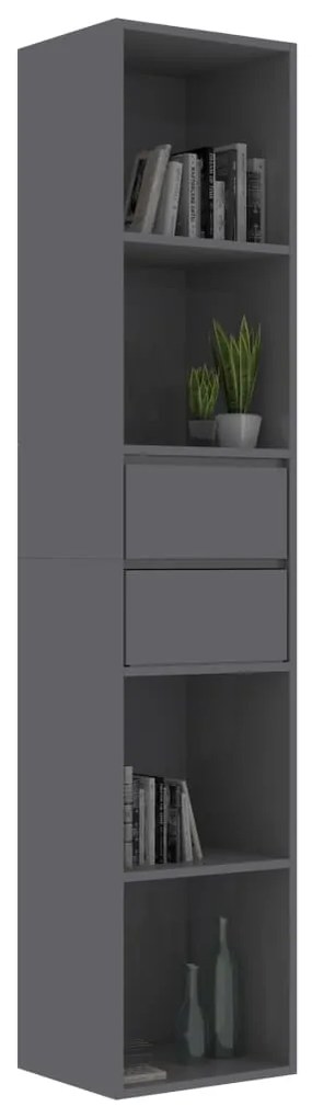 vidaXL Βιβλιοθήκη Γυαλιστερό Γκρι 36 x 30 x 171 εκ. από Μοριοσανίδα