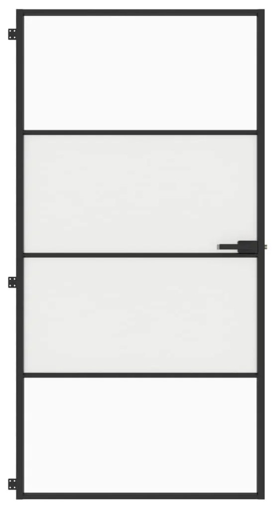 vidaXL Εσωτερική Πόρτα Μαύρη 102,5x201,5 εκ. Ψημένο Γυαλί & Αλουμίνιο