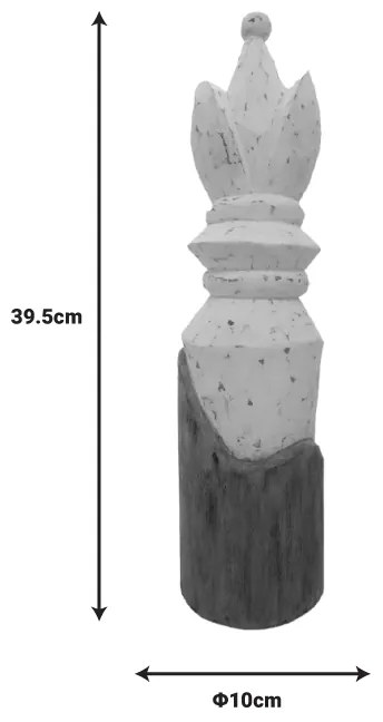 Διακοσμητικό πιόνι σκακιού Kras Inart φυσικό-λευκό μάνγκο ξύλο 10x10x39.5εκ