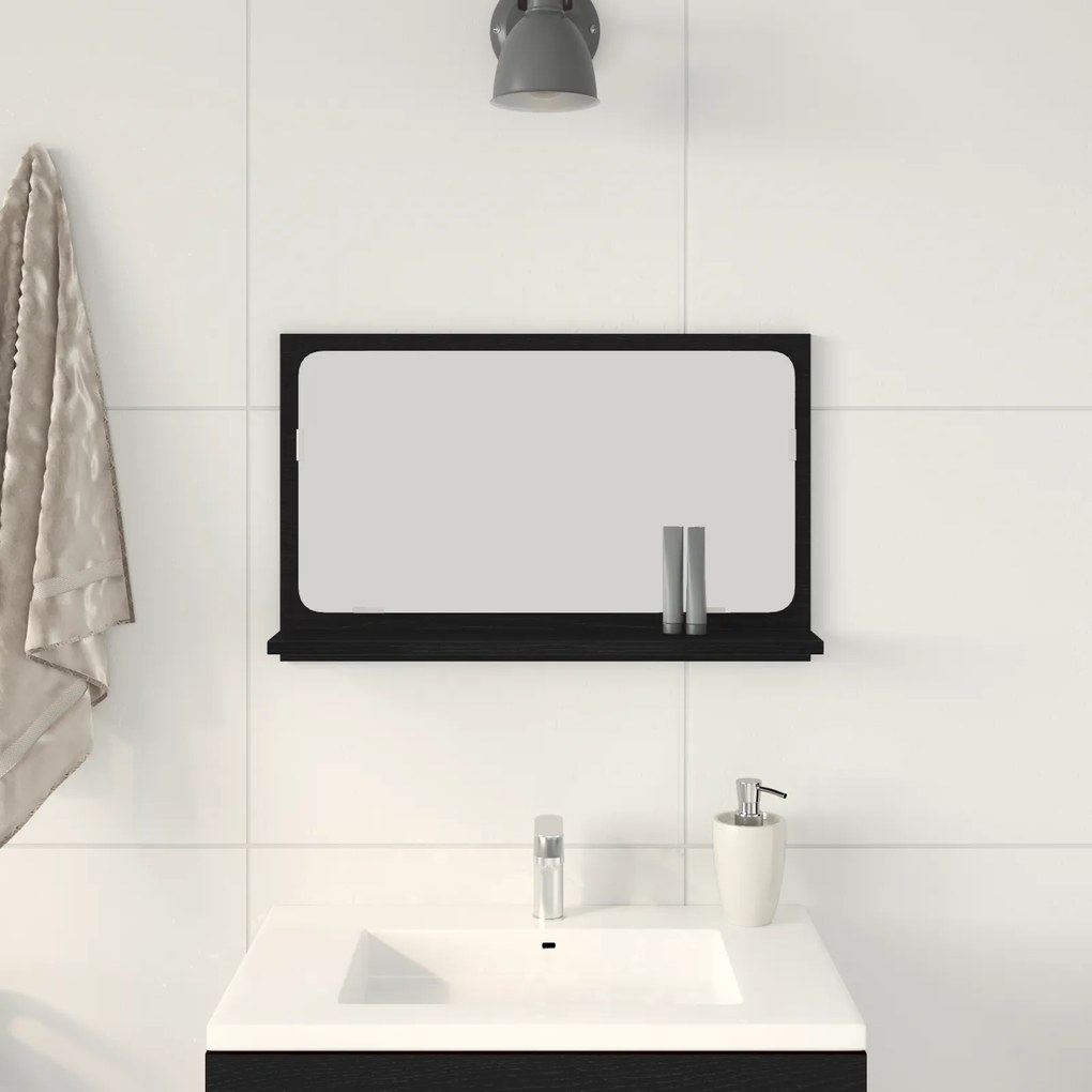 vidaXL Καθρέφτης μπάνιου  σε μαύρο δρυ, 60x10,5x37 εκ, φτιαγμένος από ξύλο