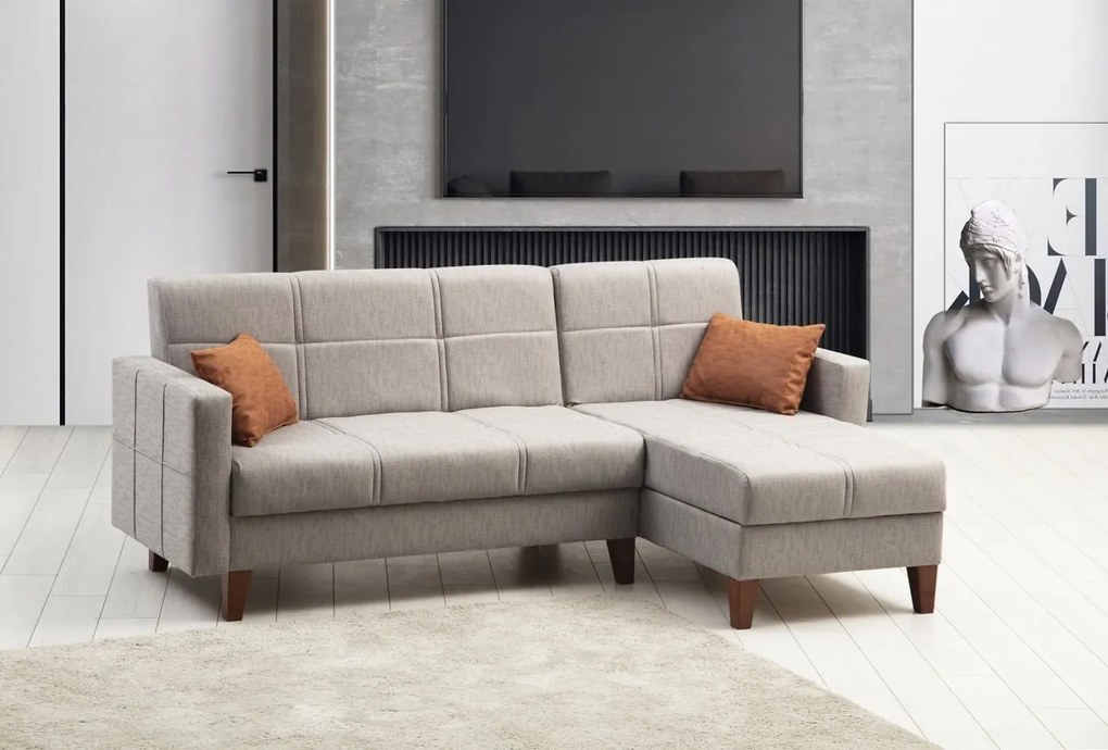 Corner Sofa-Bed Polya - Light Grey Light Grey