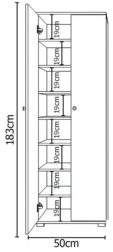 Ντουλάπι JUDELINE Λευκό Μοριοσανίδα 50x35x183cm - 14870193 - 14870193