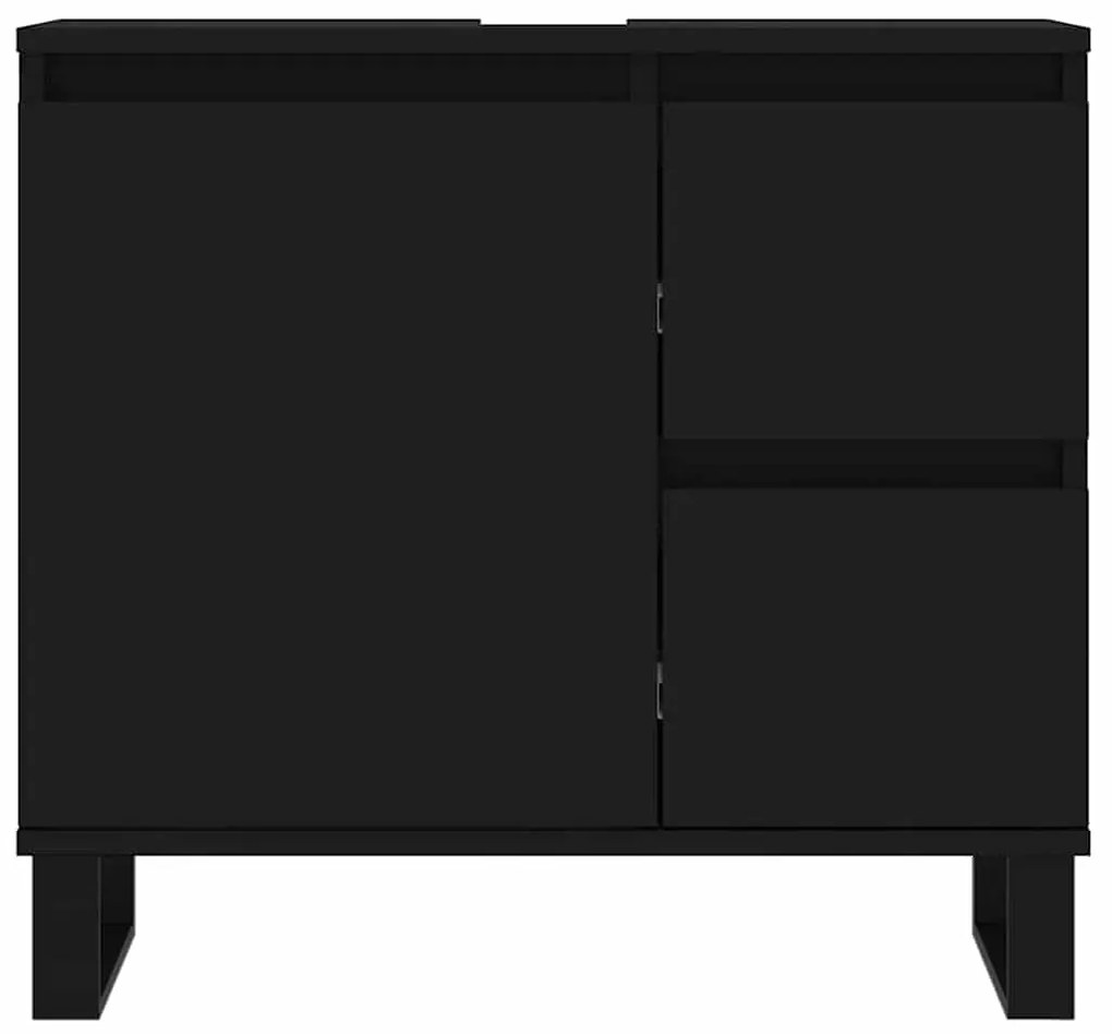 vidaXL Ντουλάπι Μπάνιου Μαύρο 65x33x60 εκ. Επεξεργασμένο Ξύλο