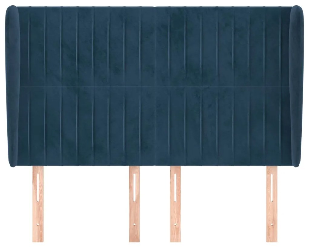 vidaXL Κεφαλάρι με Πτερύγια Σκούρο Μπλε 147x23x118/128 εκ.Βελούδινο