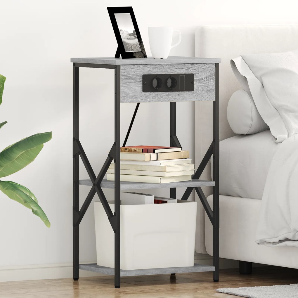 vidaXL Κουτιά Κρεβατοκάμαρας 2 pcs Γκρι sonoma 41 x 31 x 76 εκ.