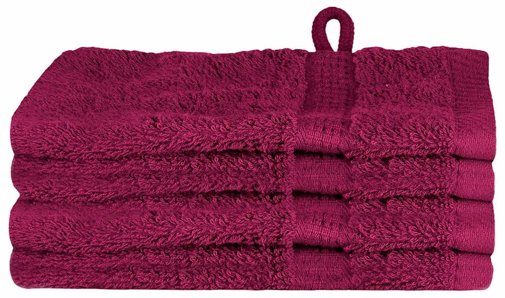 vidaXL Πετσέτες Προσώπου SOLUND 4 pcs Μπορντό Βαμβάκι