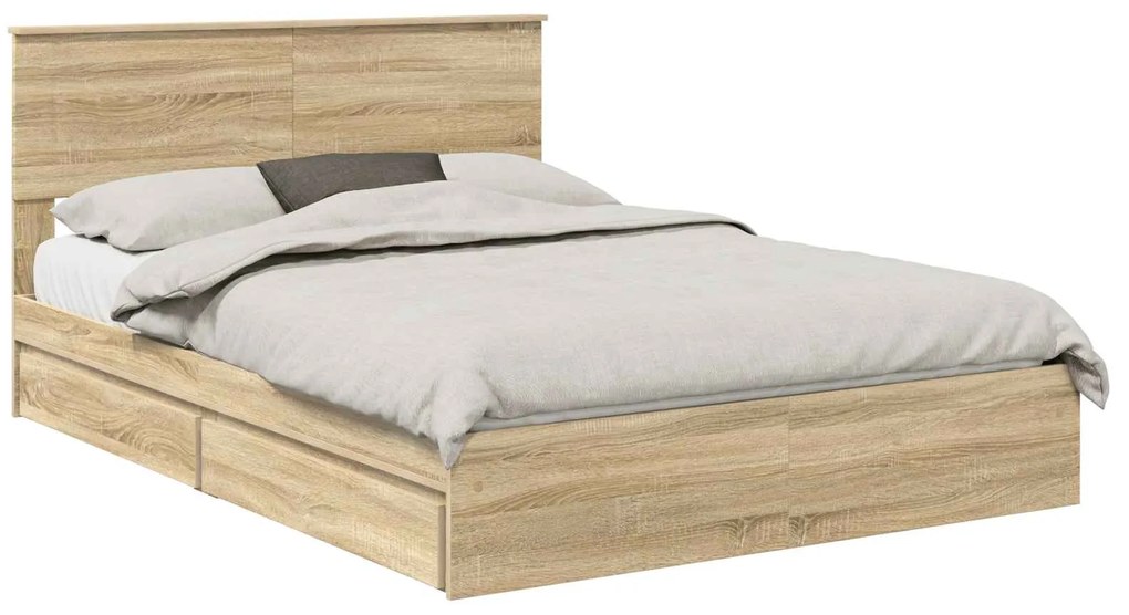 vidaXL Κρεβάτι Αποθήκης Δρύς Sonoma 150 x 200 cm Επεξεργασμένο ξύλο