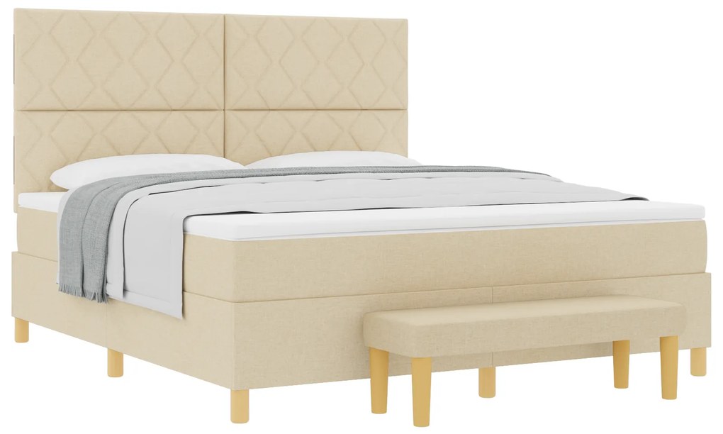vidaXL Κρεβάτι με ελατήρια με στρώμα Κρεμ 180 x 200 cm ύφασμα