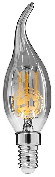 GloboStar 99062 Λάμπα E14 C35T Κεράκι LED FILAMENT 4W 400 lm 320° AC 85-265V Φλόγα Flame Edison Retro με Φιμέ Γυαλί Θερμό Λευκό 2700 K Dimmable - 99062