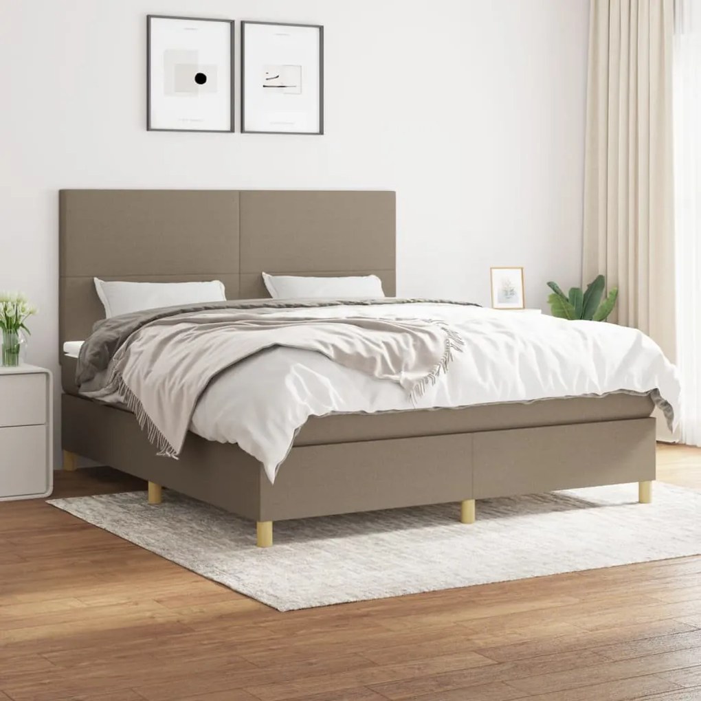 vidaXL Κρεβάτι Boxspring με Στρώμα Taupe 160x200 εκ. Υφασμάτινο