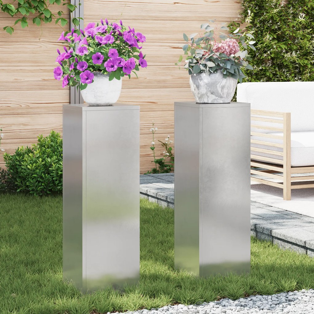 vidaXL Στάντ Φυτών Εξωτερικού Χώρου 2 τεμαχίων 24x24x75 εκ Ανοξείδωτου Χάλυβα