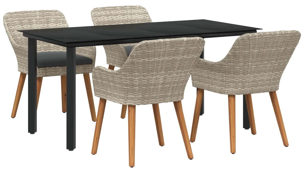 Σέτ φαγητού για κήπο 5 pcs Ανοιχτό γκρι συνθετικό ρατάν