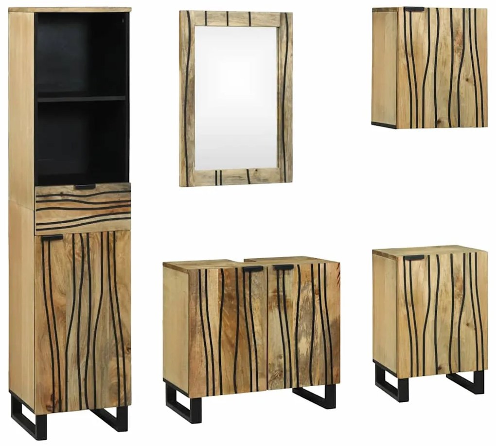 vidaXL Σετ Επίπλων Μπάνιου με συρτάρι 5 pcs Καφέ 38 x 33 x 160 εκ.
