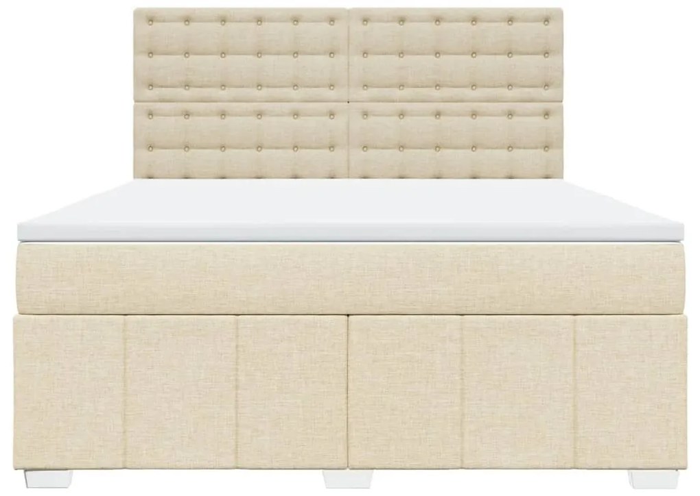 Κρεβάτι Boxspring με Στρώμα Κρεμ 180x200 εκ. Υφασμάτινο - Κρεμ