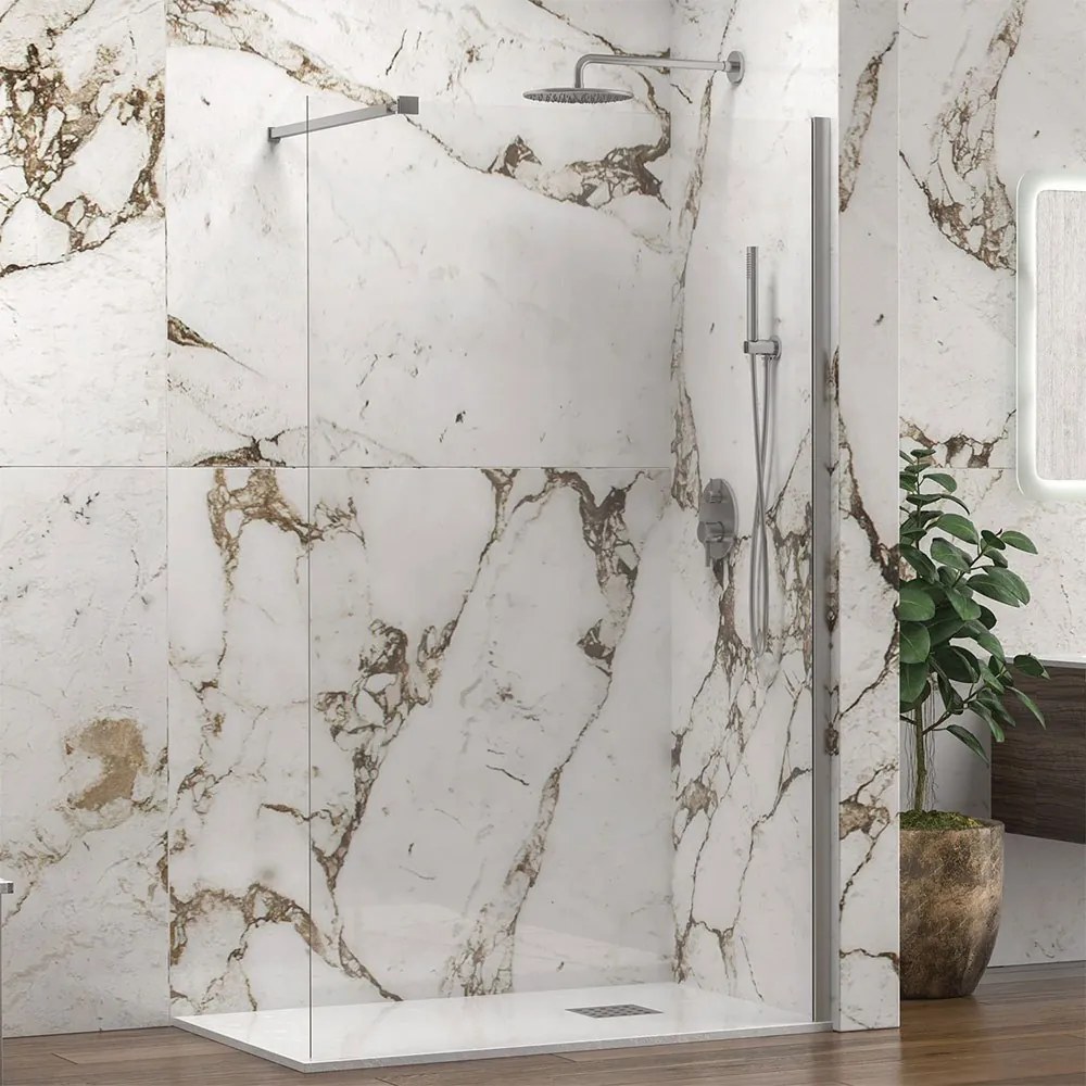 Πάνελ Ντουζιέρας Σταθερό Walkin 1 WAL1C110 Cromo 8mm Clear-Chrome Karag 110 x 200 Αλουμίνιο,Γυαλί